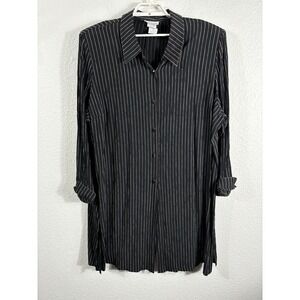 Vintage Perceptions Blouse Womens 26W Stripe‎ Tunic Long Side Vents Y2K Top
